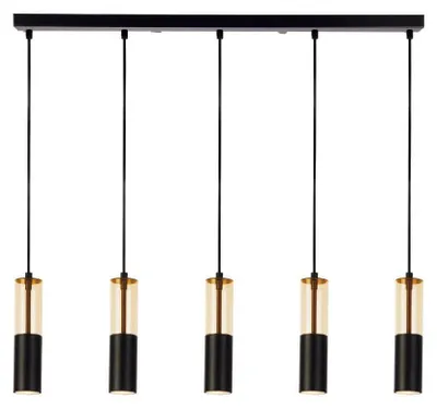 Obrázek produktu pro Merrygold Moderní lustr ocel černá jantar 5 světel Gu10