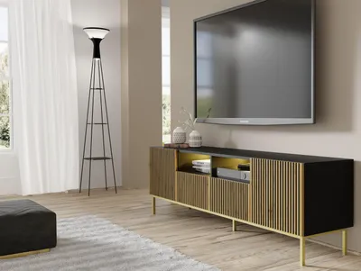 Zdjęcie produktu dla Homlando szafka RTV Ravenna F 200 cm czarny mat