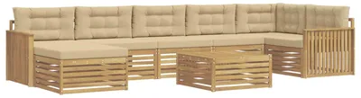 Productafbeelding van vidaXL Tuinset met 8 zitplaatsen, wit en beige