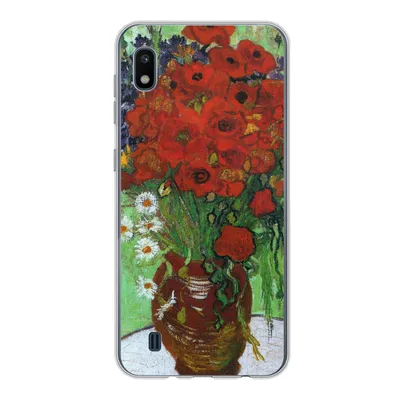 Produktbild von MuchoWow® Handyhülle Schutzhülle Hülle für Samsung Galaxy A10 Vase mit roten Mohnblumen und Gänseblümchen - Vincent van Gogh Silikon Softcase Handy Hülle - Schutzhülle