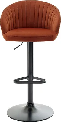 Produktbild von Set aus 2 Barhockern aus Velours und schwarzem Metall - Verstellbare Höhe - Terracotta - DORALISED