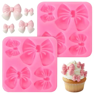 Produktbild von Silikon-Schleifenform - 2 Stück Fondant- und Schokoladenform - Zur Kuchendekoration