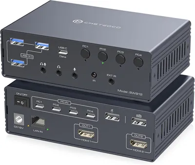 Obrázek produktu pro KVM přepínač USB-C Thunderbolt 4K 120 Hz 4 PC 2 monitory