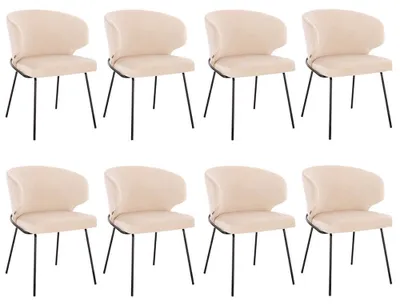 Produktbild von HOME DELUXE - Polsterstuhl AMARA- 8 Stück, Farbe: Samt Beige - weiche Polsterung, bis 120 kg belastbar I Küchenstuhl Speisestühle Esszimmerstühle