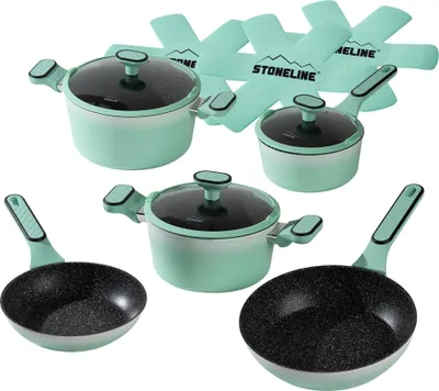 Produktbild von STONELINE® Kochgeschirr-Set 11-teilig 18/20/24 Mint | mit Deckeln