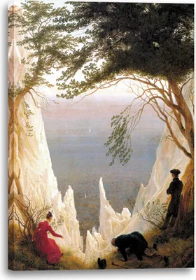Produktbild von Leinwandbild (80x120cm): Caspar David Friedrich - Kreidefelsen auf Rügen, echter Holz-Keilrahmen inkl. Aufhänger, handgefertigt in Deutschland