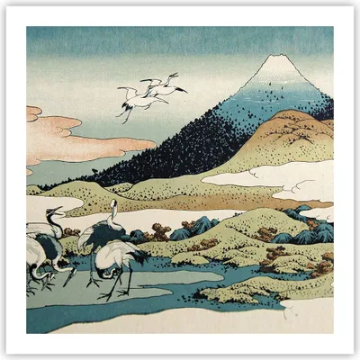 Produktbild von Poster - Poster ohne Rahmen - Japan Kraniche Bild - 60x60 cm - Wand Bild - Wanddeko - Wandbilder - Kunstposter - Wandposter - Bilder - Kunstdruck - Wanddekoration - Wandbild - P2XAC60x60-4541