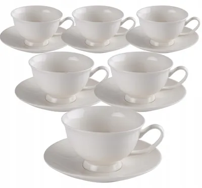 Zdjęcie produktu dla Zestaw 6 Filiżanek Ze Spodkiem 220Ml Komplet Dla 6 Osób + Spodek Nóżka