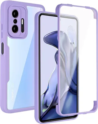Produktbild von Xiaomi 11T Schutzhülle, Eingebautem Displayschutz 360 Grad Komplettschutz Handyhülle für Xiaomi 11T / Xiaomi 11T Pro Lila