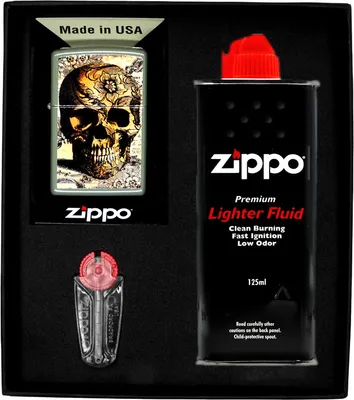Produktbild von Feuerzeug-Set ZIPPO VINTAGE SKULL Geschenk No1