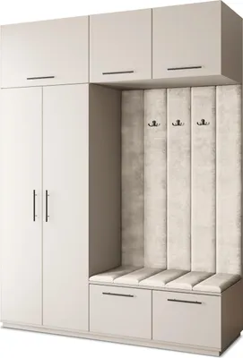 Produktbild von Masseno Garderobe-Set REMA 180/240/60 cm Modern Garderobenschrank Kaschmir, Veloursstoff MONOLITH 04 (Beige)