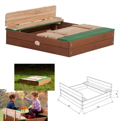 Obrázok produktu pre AXI Ella Sandbox Brown/green, 950 mm, 1000 mm, Drevo, Hnedá, Zelená, Drevo, Pieskovisko