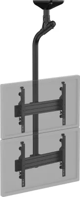 Image de Support TV plafond 2 écrans 43''- 55'' Hauteur 175cm noir