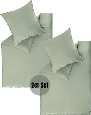 Produktbild von SCHÖNER WOHNEN-Kollektion Satin Bettwäsche PLAIN Grün 140 x 200 cm - 2er Set