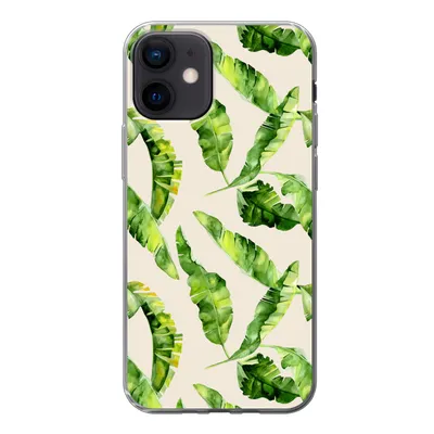 Produktbild von MuchoWow® Handyhülle Schutzhülle Hülle für iPhone 12 Blatt - Tropisch - Muster Silikon Softcase Handy Hülle - Schutzhülle
