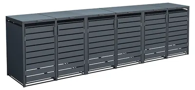 Obrázek produktu pro Kovový odpadkový koš Westmann Kubus 6er 6x240 L antracit 396x80x116 cm