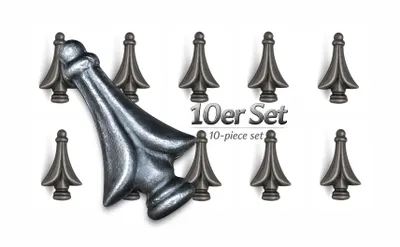 Produktbild von 10 Stück Zaunspitzen aus Eisen für Schmiedeeisen Gartenzaun uvm. 80 x 45 mm