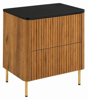 Obrázek produktu pro Skříňka do koupelny, rozměry 60,8 x 44,2 x 65 cm, Imitace dřeva "Craft-Eiche", černá deska, zlaté nožky, Obrázek vytvořený pomocí AI
