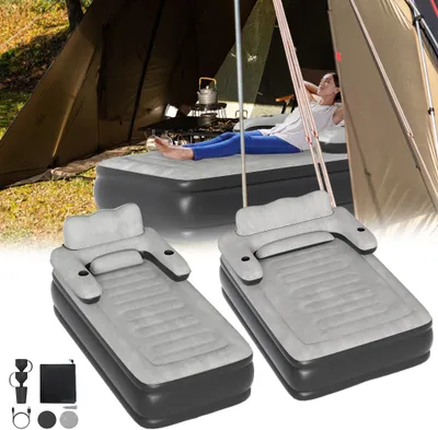 Produktbild von LARS360 Ergonomische Doppelbett Luftmatratze mit Rückenlehne, durchstichfest PVC, bequem und stabil, abnehmbare Luftpumpe, platzsparend, ideal für Camping und Gäste