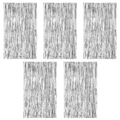 Produktbild von Lametta-Vorhang – Glänzend – Partydekoration – Silber – 1 m x 2 m – 5 Stück