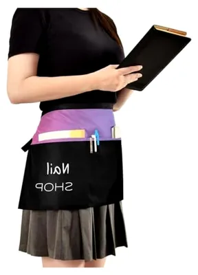Produktbild von Personalisierte kurze Servierschürze mit 3 Taschen für Kellnerinnen, Taillenschürze für Restaurant, Küche und Garten