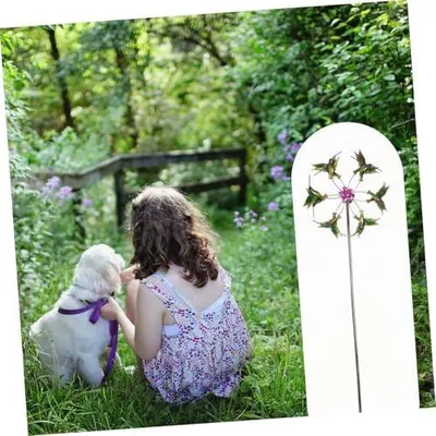 Produktbild von Metall Windspinner Drehbar Windmühle Bunte Gartendeko für Außenbereich Garten Terrasse Wetterfest und Attraktiv