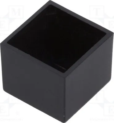 Obrázok produktu pre 10 kusov: kryt na odlievanie. Rozmery: Z: 11,5 mm, Y: 14 mm, X: 14 mm. Farba: čierna, kód: G141411B. Určené na odlievanie
