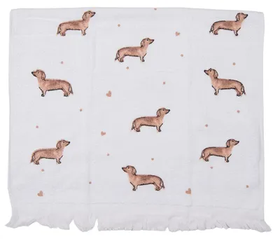 Produktbild von Clayre & Eef Gästehandtuch 40x66 cm Beige Braun Baumwolle Dackel