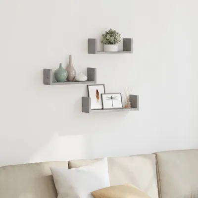 Produktbild von "im Angebot" Wandregal 3 Stk. Betongrau Holzwerkstoff - Wandregale CC23908