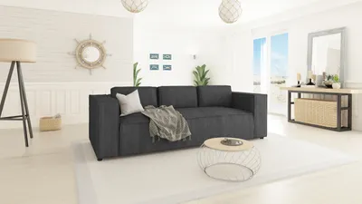 Produktbild von S-STYLE MÖBEL - Modernes Sofa 3 sitzer Bello aus Grau Cord mit weichem Sitz, B/T/H: 230 cm / 92 cm / 64 cm