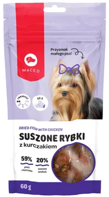 Zdjęcie produktu dla MACED Suszona ryba z kurczakiem - Przysmak dla psów - 60g