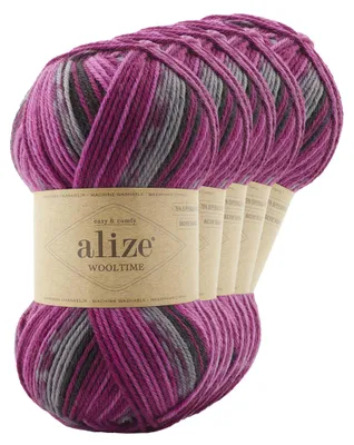 5 x 100g Sockenwolle Alize Wooltime 75% Wolle OEKO-Tex 100 Strickgarn Häkelgarn Farbwahl 11018 Ladies Night