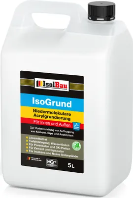 Produktbild von Isolbau IsoGrund Grundierlösung - 5 L Niedermolekulare, Gebrauchsfertig Acrylgrundierung für Innen & Außen - Für professionelle Grundierung