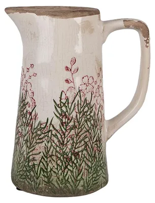 Productafbeelding van Clayre & Eef Decoratieve kan 16x11x20 cm, beige, keramiek, met bloemenmotief
