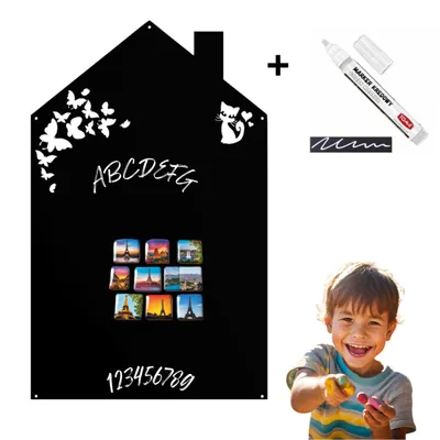 Produktbild von Magnettafel Haus Schwarz 55x85cm Metall Magnetische Magnetpinnwand + Markierung