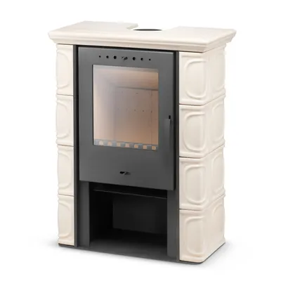 Produktbild von Kachelofen ELDUR Cappuccino 6kW – freistehend, Keramik, ECO Design 2022, klassischer Kaminofen