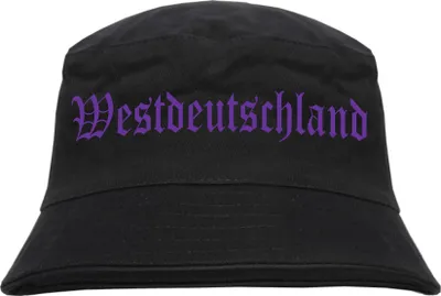 Produktbild von Westdeutschland Fischerhut - Druckfarbe Lila - Bucket Hat S/M Schwarz