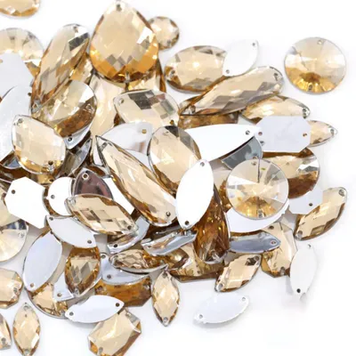 Produktbild von Glitzersteine zum Annähen - 100 Stück Acryl-Strasssteine in verschiedenen Formen 4-30 mm - für DIY Handwerk und Kleidungsdekoration - Hellgelb