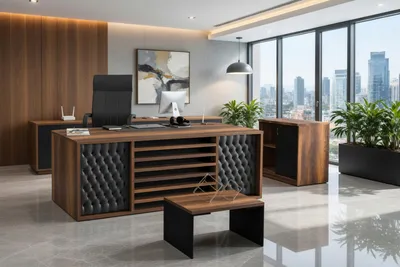 Image de Élégant ensemble de bureau comprenant un buffet et une table basse