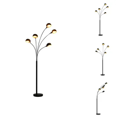 Image de vidaXL Lampadaire 200 cm 5 x E14 noir et or - Lampes