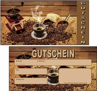 Produktbild von 100 Geschenkgutscheine Gutscheinkarten Gutscheine Café Restaurant Kaffee Gastronomie GS7