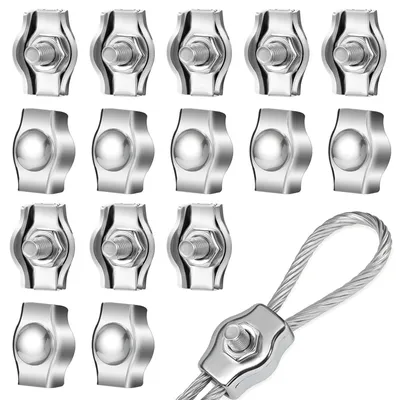 15 M2 Drahtseilklemmen, Edelstahl, 1-1,5 mm