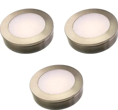 Image de kalb | Set de 3 spots LED encastrables pour meubles, y compris anneau de rehaussement,inox brossé