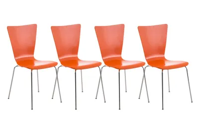 Produktbild von 4er-Set Besucherstuhl CP613, Konferenzstuhl, Stapelstuhl, Holz orange