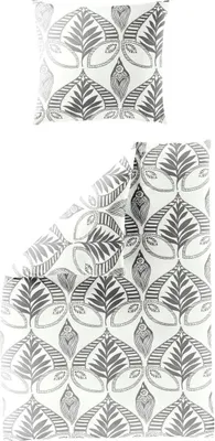 Produktbild von Bierbaum Mako Satin Bettwäsche 135x200cm 2 tlg. Ornamente Grau Offwhite