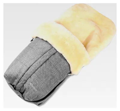 Produktbild von Lammfell Fußsack für Kinderwagen | 50x98 cm | Merino-Lammfell | für ergonomische Buggys | wind- und wasserabweisend | schwarz-melange