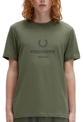 Produktbild von Fred Perry Herren Kurzarm T-Shirt aus 100% Baumwolle mit Rundhals, Regular Fit, M8588FP, Grün