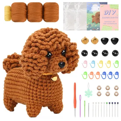 Immagine prodotto di REMZETTA: Kit natalizio per l'uncinetto per principianti, kit per realizzare animali all'uncinetto con tutorial video passo dopo passo, set per iniziare a lavorare a maglia per adulti e bambini, accessori per il lavoro a maglia fai-da-te, kit per l'uncinetto. Il pacchetto include articoli semplici