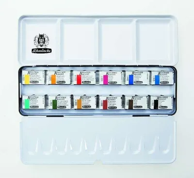 Produktbild von Schmincke Aquarell AKADEMIE Metallkasten 12x1/1 Näpfchen 75 312 097