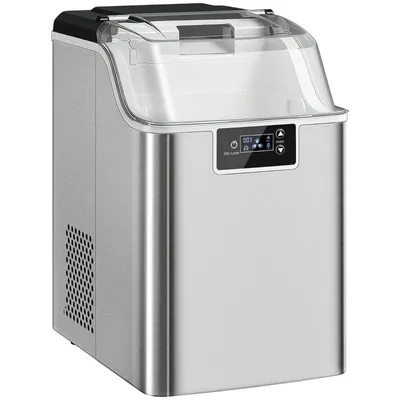 Obrázok produktu pre Fortuna Lai stroj na výrobu ľadových kociek, dávkovač ľadových kociek, Ice-Maker, 20 kg/24h stroj na výrobu ľadových kociek s 2,1 l zásobníkom na vodu, strieborný